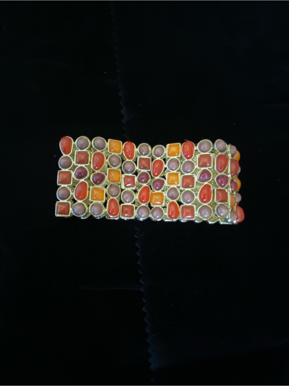 Source Unknown Coral, Orange & Purple Multi-Stone Stretch Bracelet